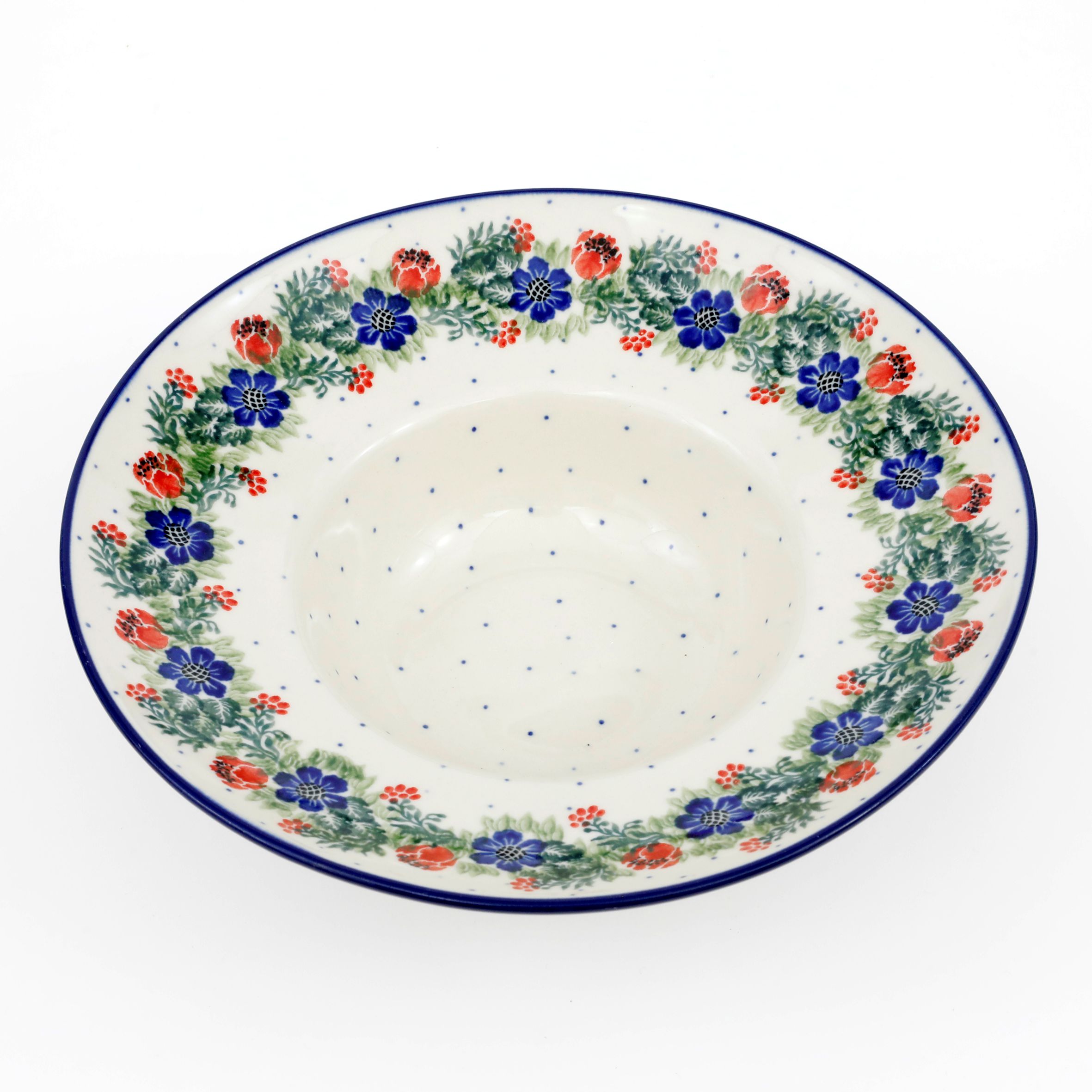 Talerz głęboki na spaghetti D86 25cm  1535X Czerwony wianuszek