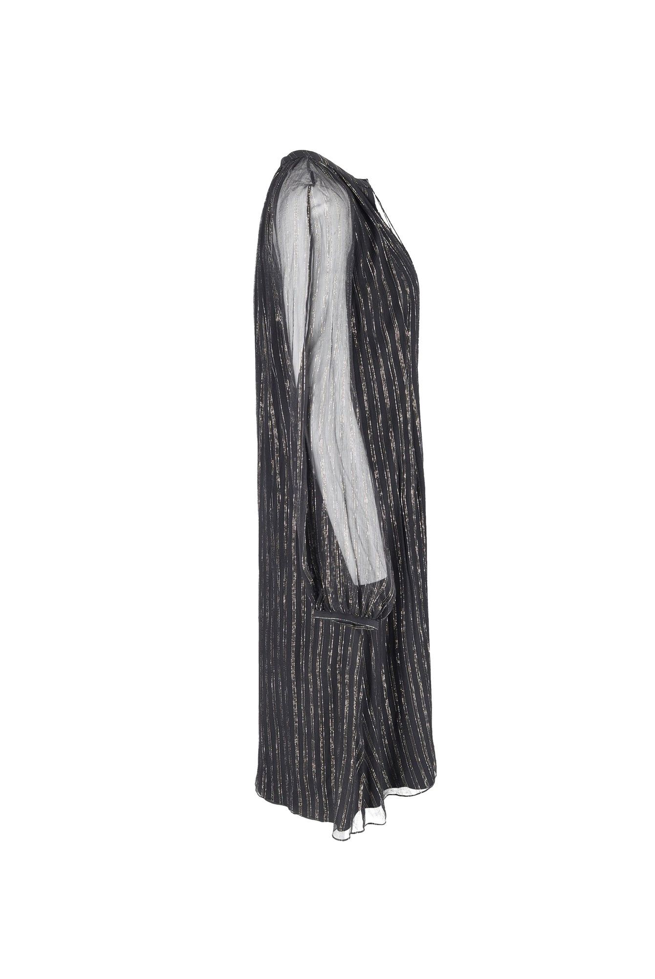 Altuzarra Preloved Shimmery Knee Length Dress in Black Silk