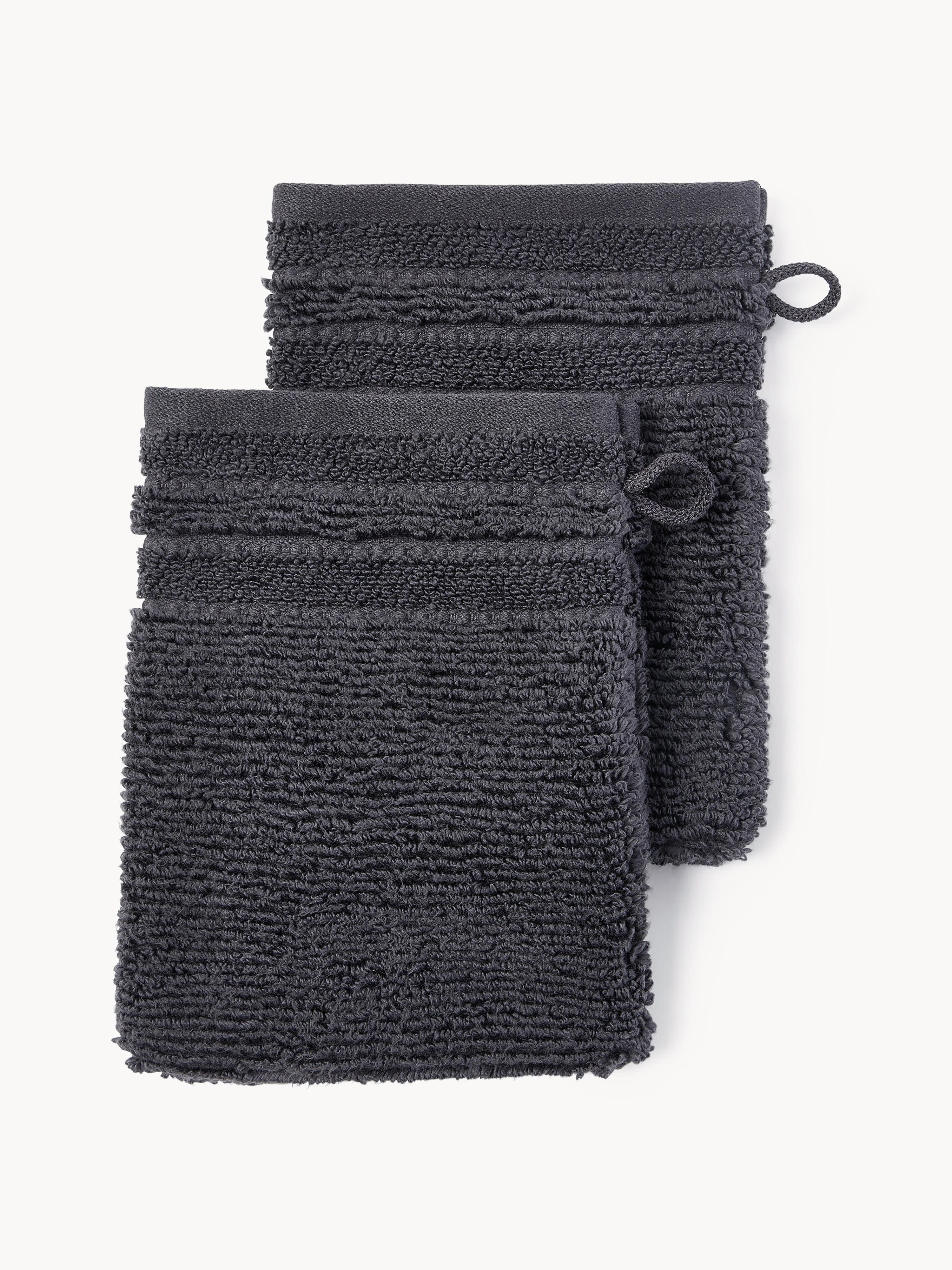 Waschhandschuhe Luxe mit Streifenbordüre, 2er-Set