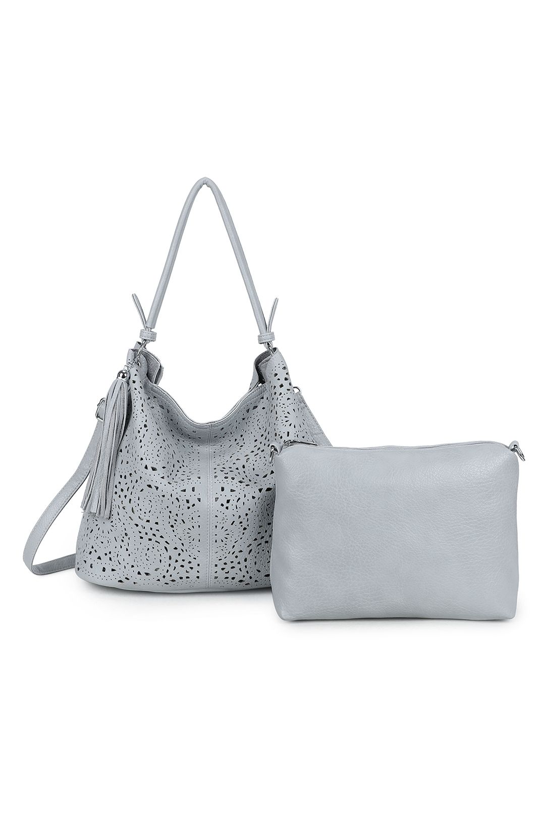 Fontanella Fashion Wren 2in1 Laser Hollowing PU Leather Tassel Hobo Shoulder Bag