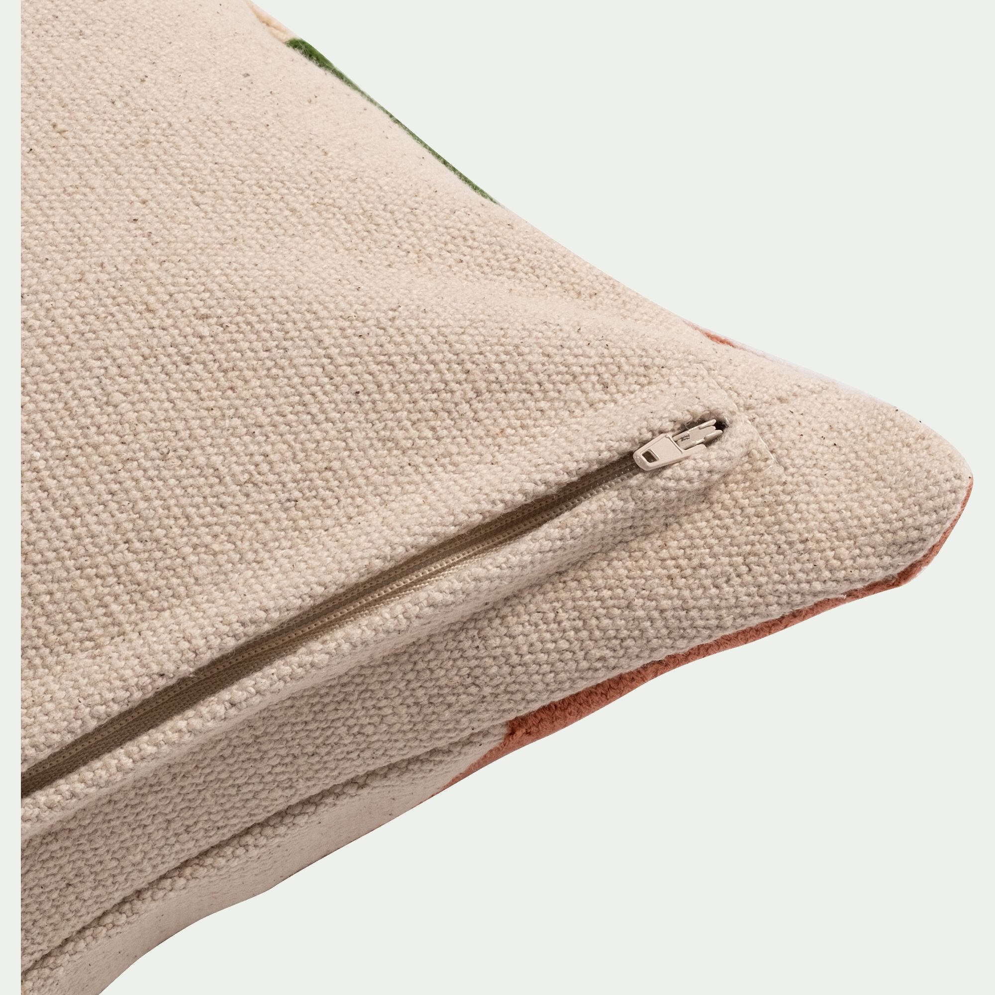 LICIO - Coussin à motif abstrait brodé en coton 40x60cm - beige