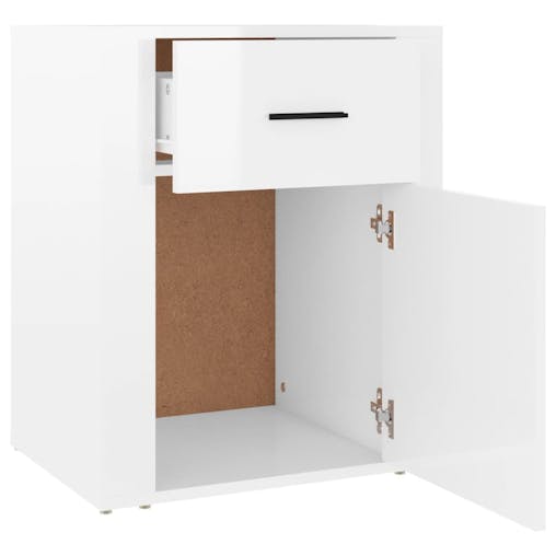 NNEVL Bedside Cabinet High Gloss White 50x36x60 cm Engineered Wood