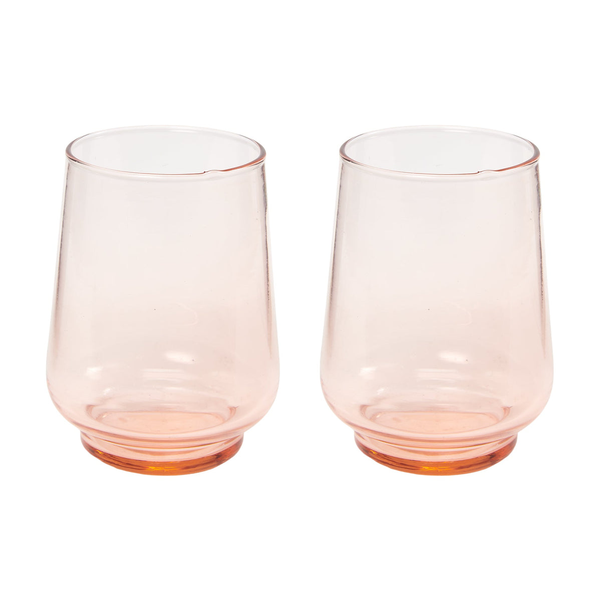 Return to Sender Glas 400 ml roze - set van 2- stapelbaar - handgeblazen
