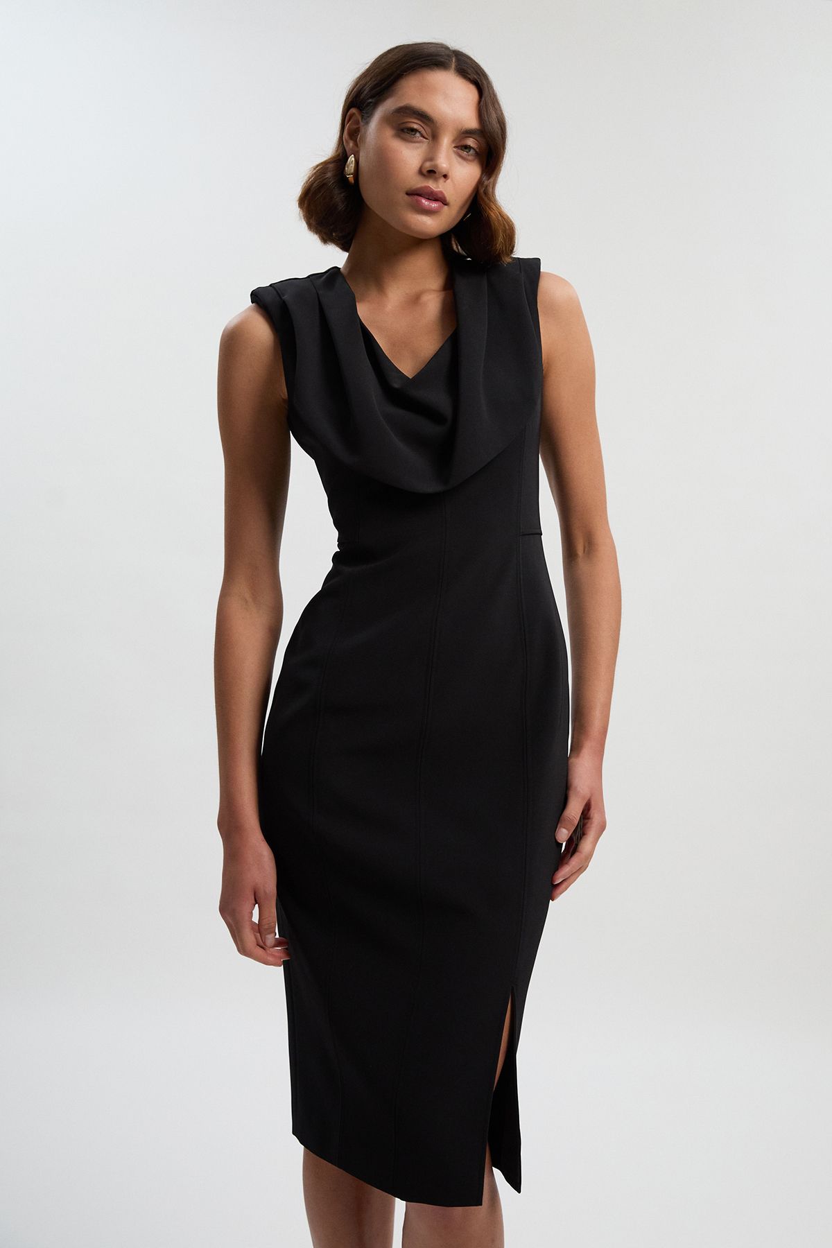 KarenMillen Tailored Drape Midi Pencil Dress