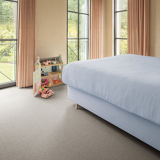 Moquette pure laine vierge bouclée - Mallow - Grège - Rouleau de 4m x 1m