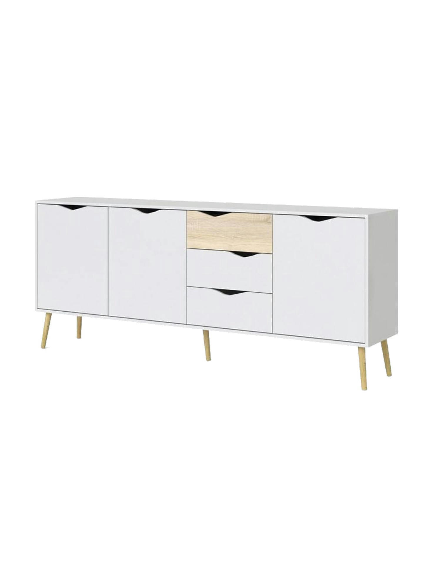 - Buffet à 3 portes effet bois blanc