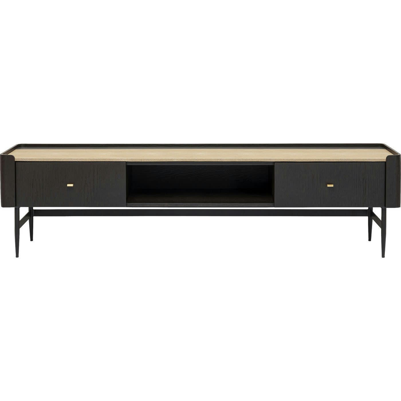 MILANO - Meuble TV 2 tiroirs en peuplier et chêne brun