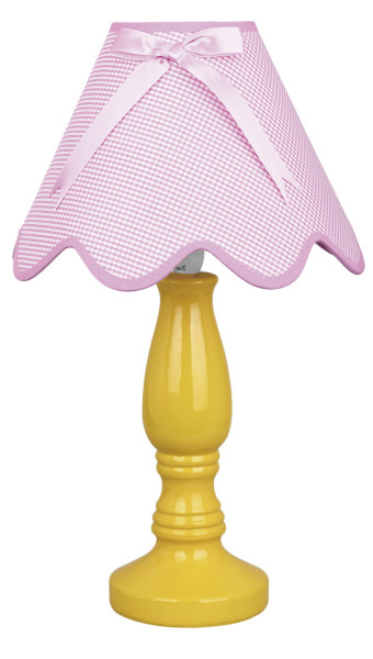 Lola GABINETOWA lampka żółta 1x40w e14 abażur różowy
