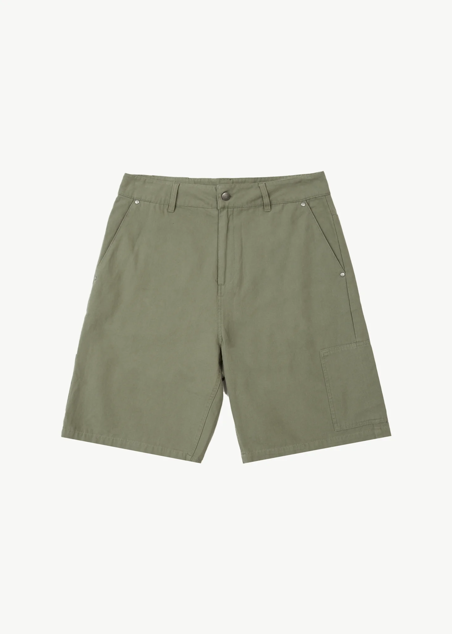 AFENDS Mens Harper - Canvas Workwear Short 22 - Olive