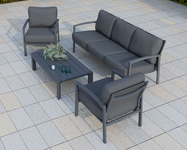 Jette 5 Seater Lounge Setting Bundle - Gunmetal Grey
