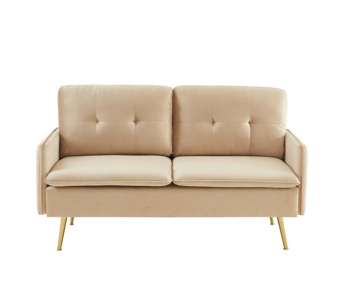 ADAM - Canapé droit en velours 2 places beige