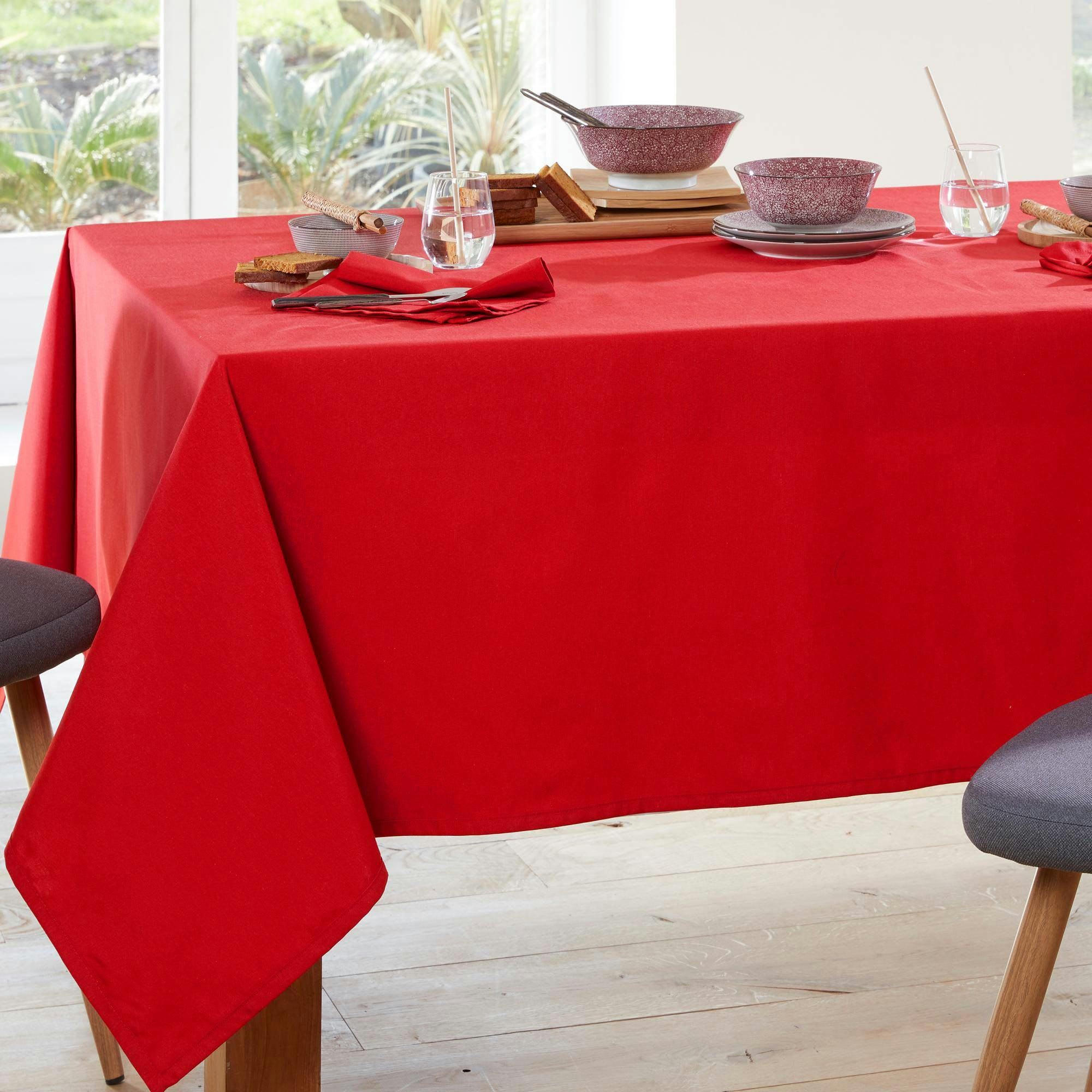 LONETA - Nappe 140x250 rouge en coton