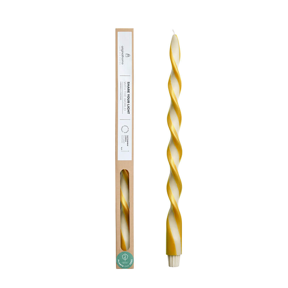 Originalhome spiraalkaars duo - 40 cm - geel