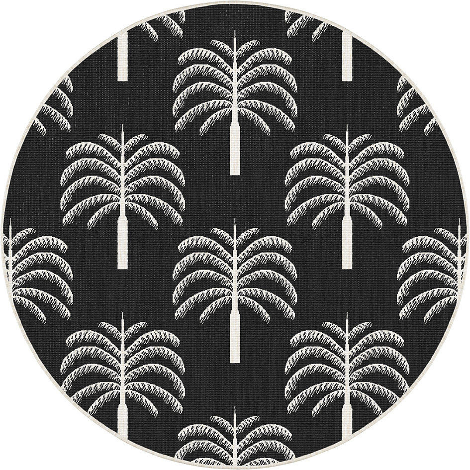Rond buitenkleed Oase zwart/wit - Interieur05 - 240 x 240 cm