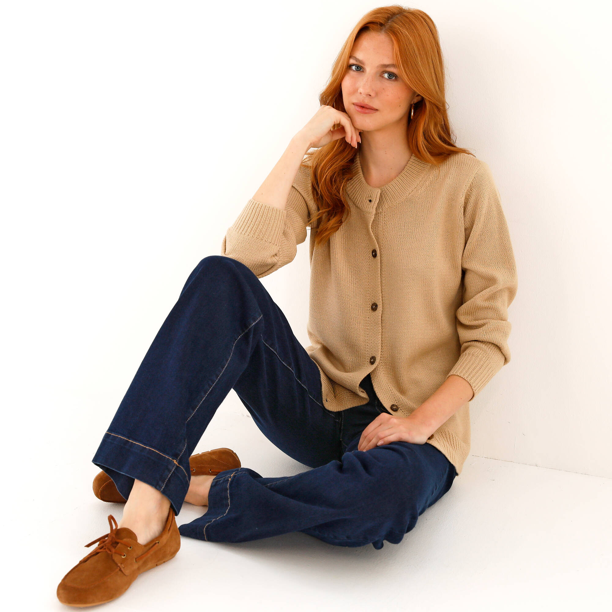 Gilet col rond, manches longues