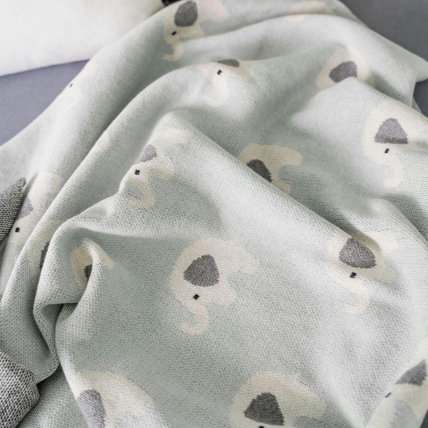 ELÉPHANTS - Couverture bébé tricotée ultra-douce 100% coton