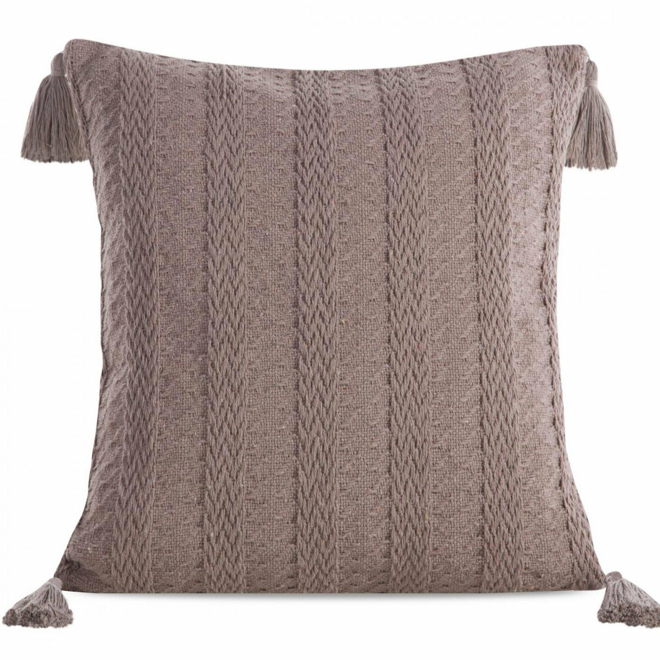 Poszewka BOHO/8 na poduszkę 45x45 cm brąz frędzle chwosty