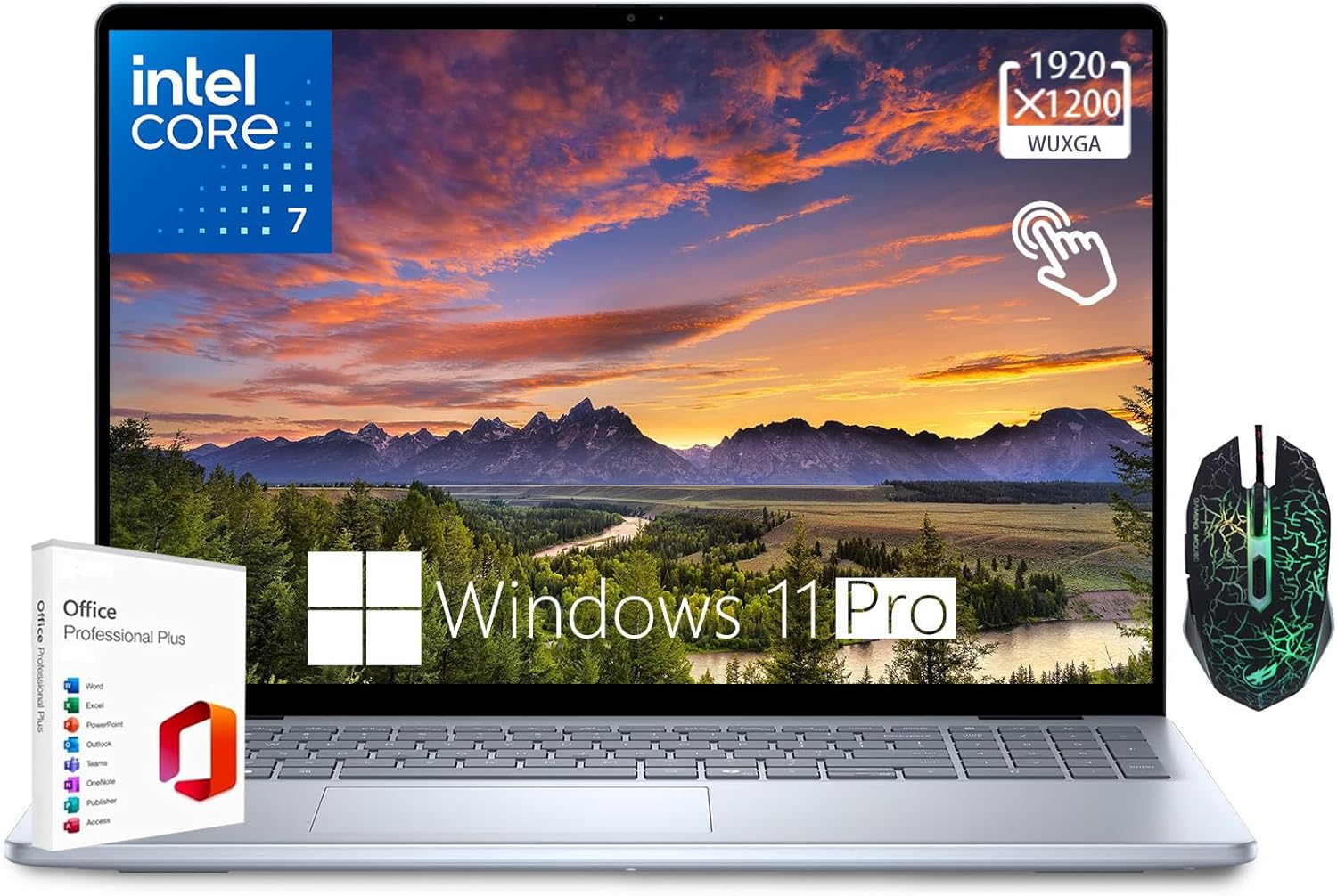 Dell Inspiron 16 Business Laptop 16 16:10 FHD+ (1920 x 1200) Touchscreen Intel Core 7 150U 64GB DDR5 RAM 4TB SSD Backlit Keyboard WiFi 6E MS Office Lifetime License & Designed Mouse Win11 Pro
