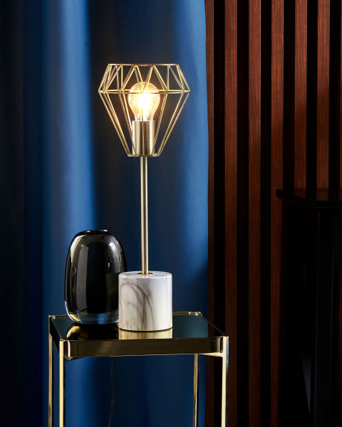 Lampa stołowa nocna metalowa złota