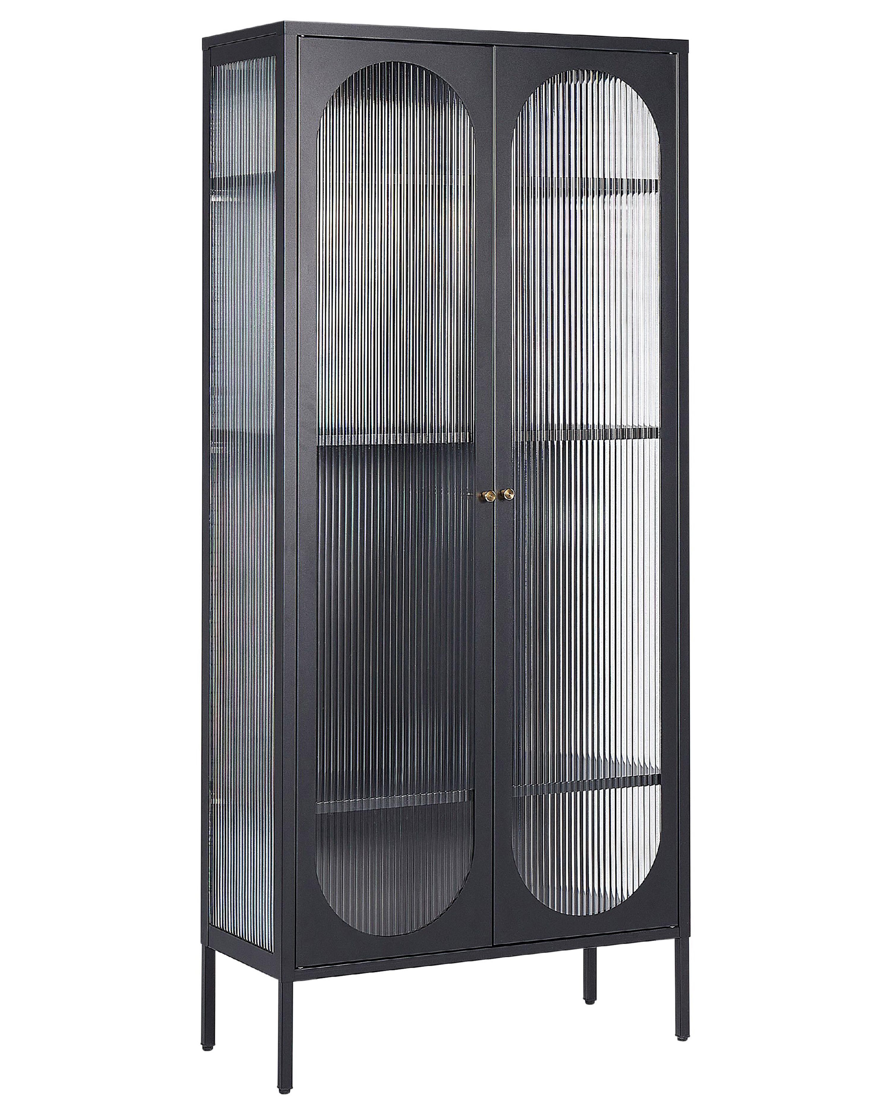 Glass Display Cabinet FOXTON Metal 80 cm Black