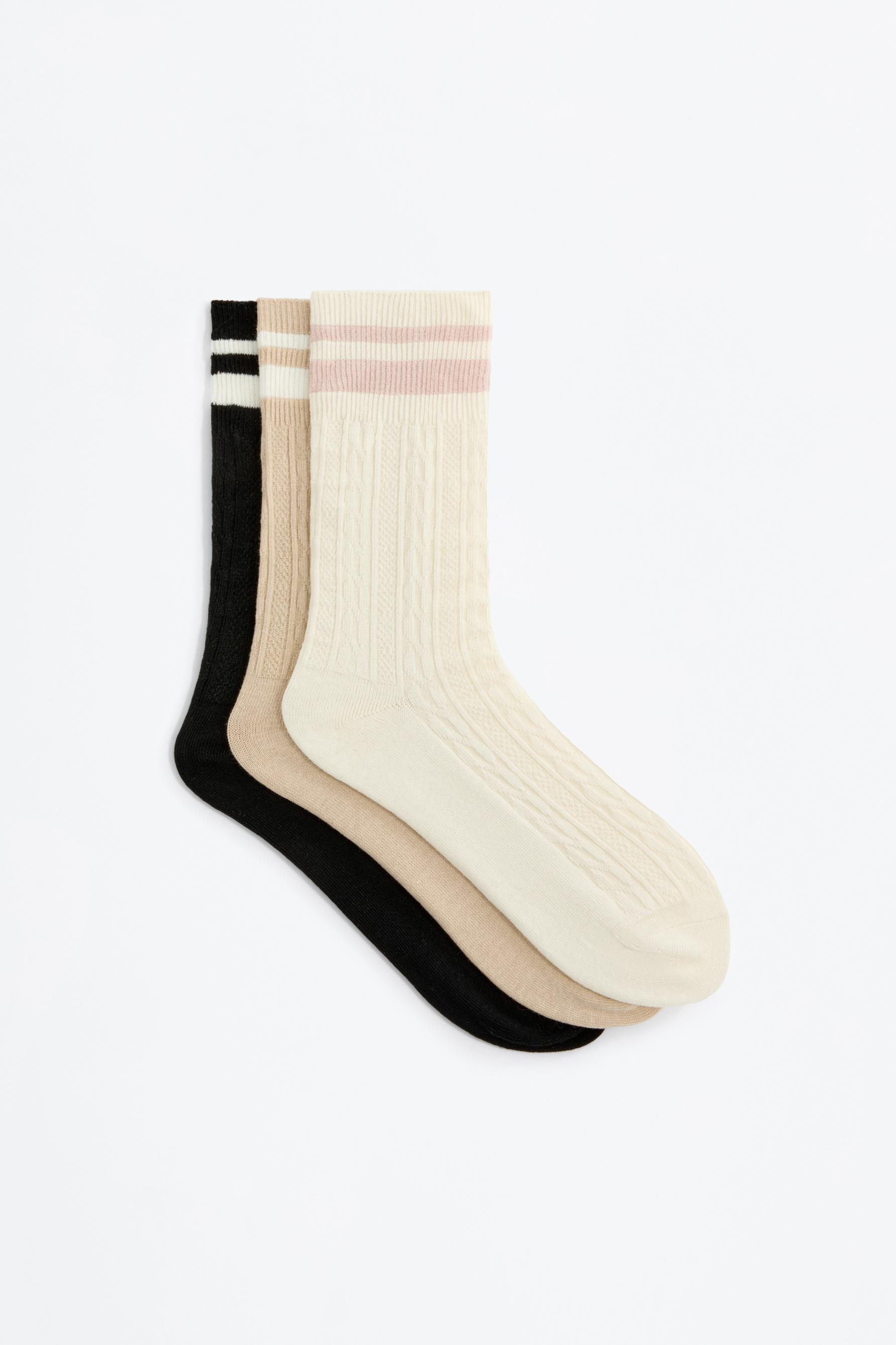 Calcetines largos trenzados rayas (Pack 3)