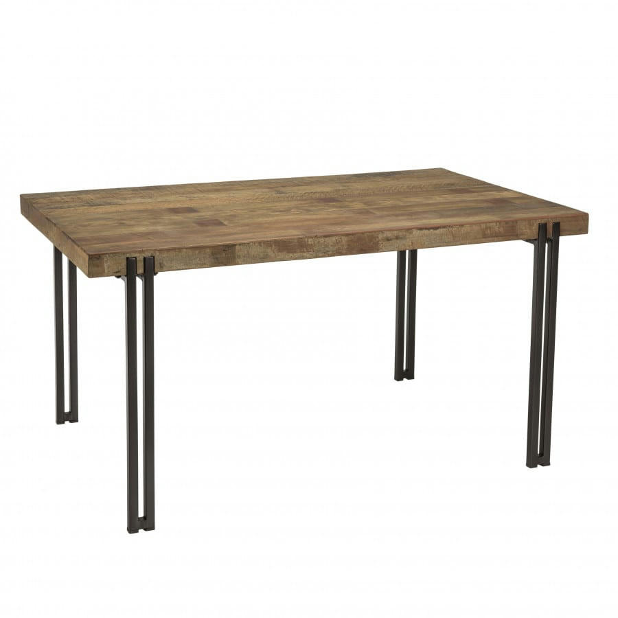 ALIDA - Table à manger en bois mahogany pieds métal noir L150