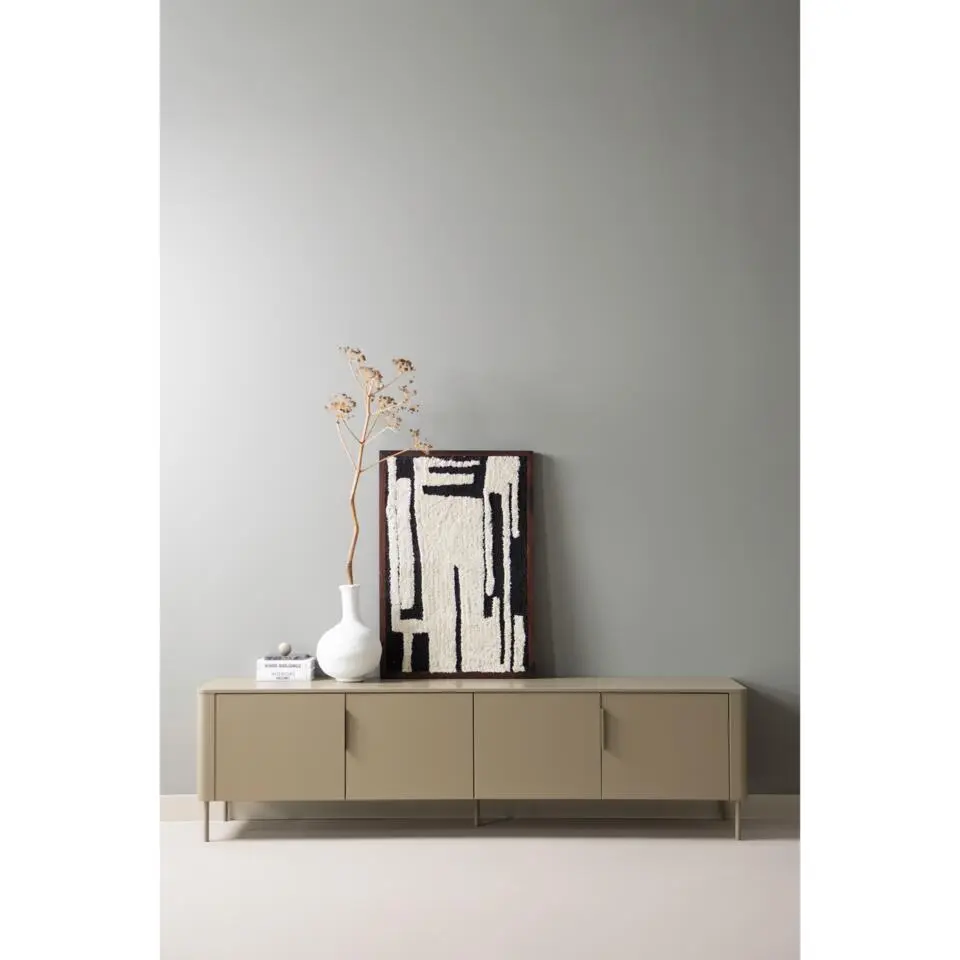 WOOOD Anka Wanddeco - Katoen/Hout - Zwart/Wit - 90x60x10