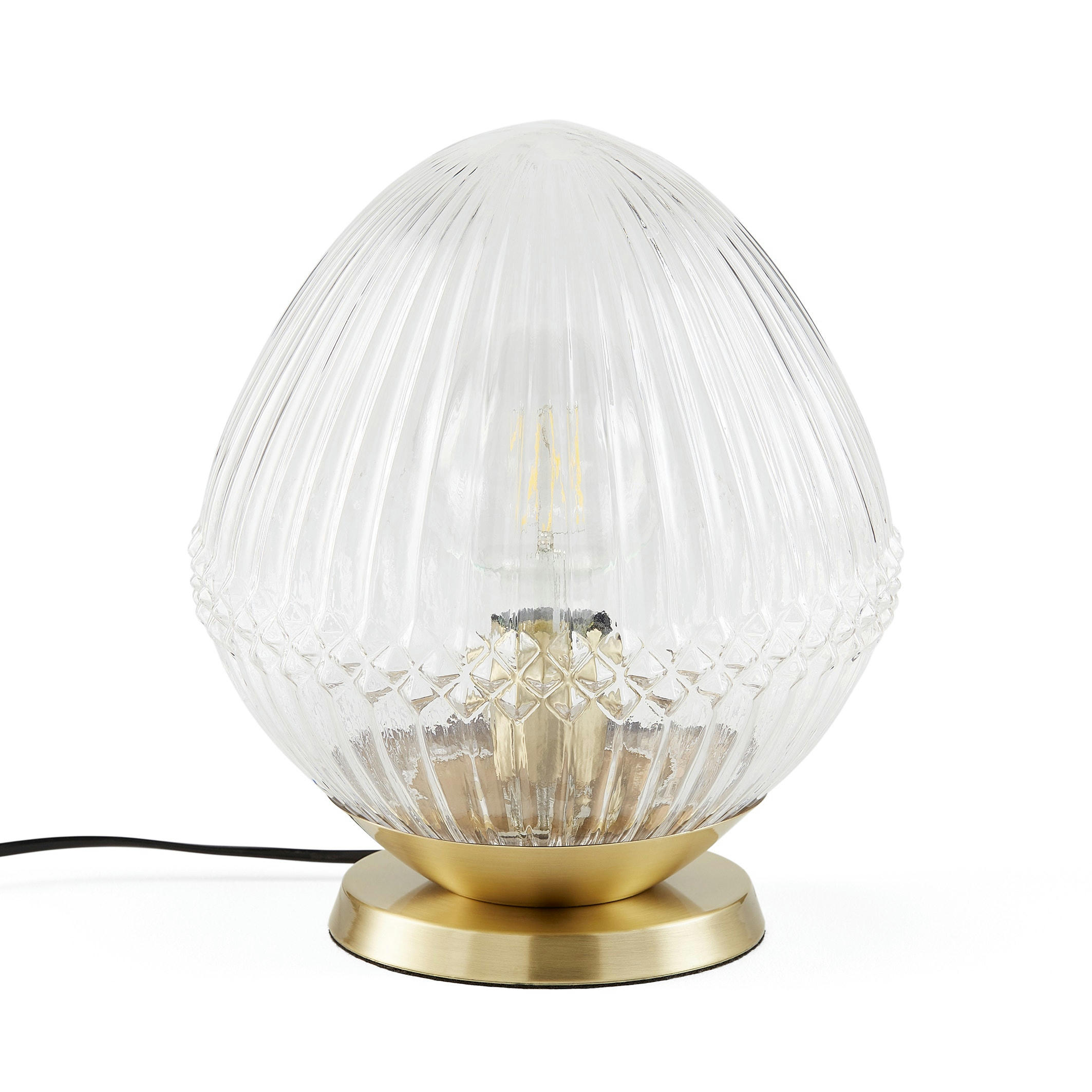 Lampe à poser laiton et verre strié, Ari