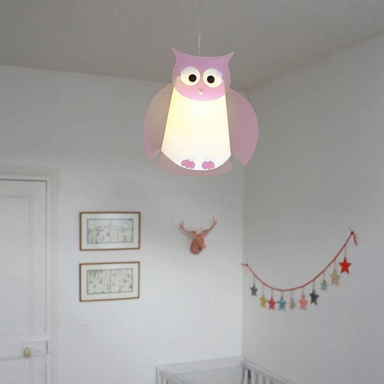 - Suspension enfants Hibou Rose 38cm