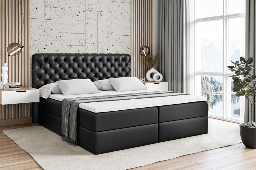 Łóżko kontynentalne z pojemnikiem i materacem H3 BOXI8 - 120 x 200 cm