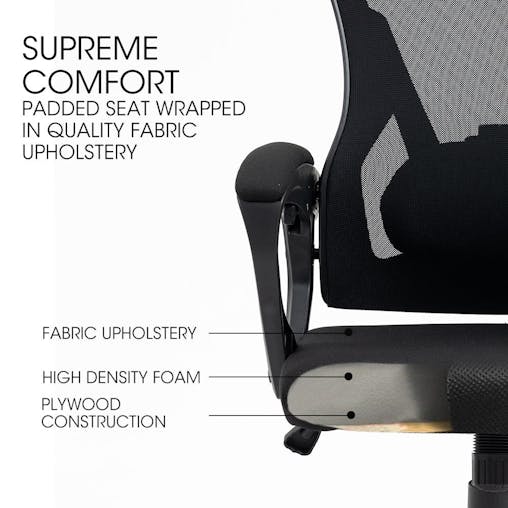 NNEMB Ergonomic Office Desk Chair-Height Adjustable Lumbar Support-Mesh Fabric-Headrest-Black