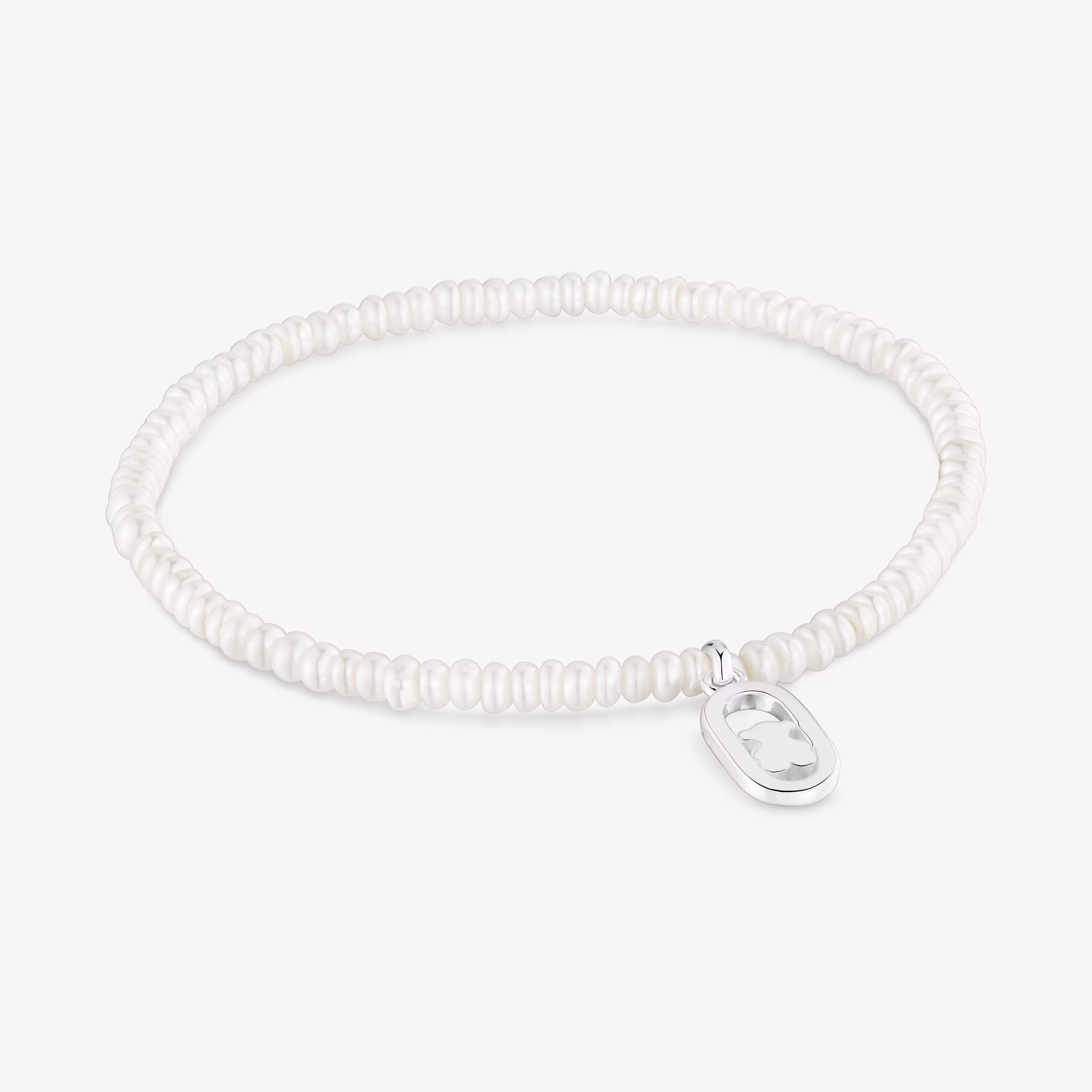 Pulsera elástica de perlas cultivadas y plata Camille