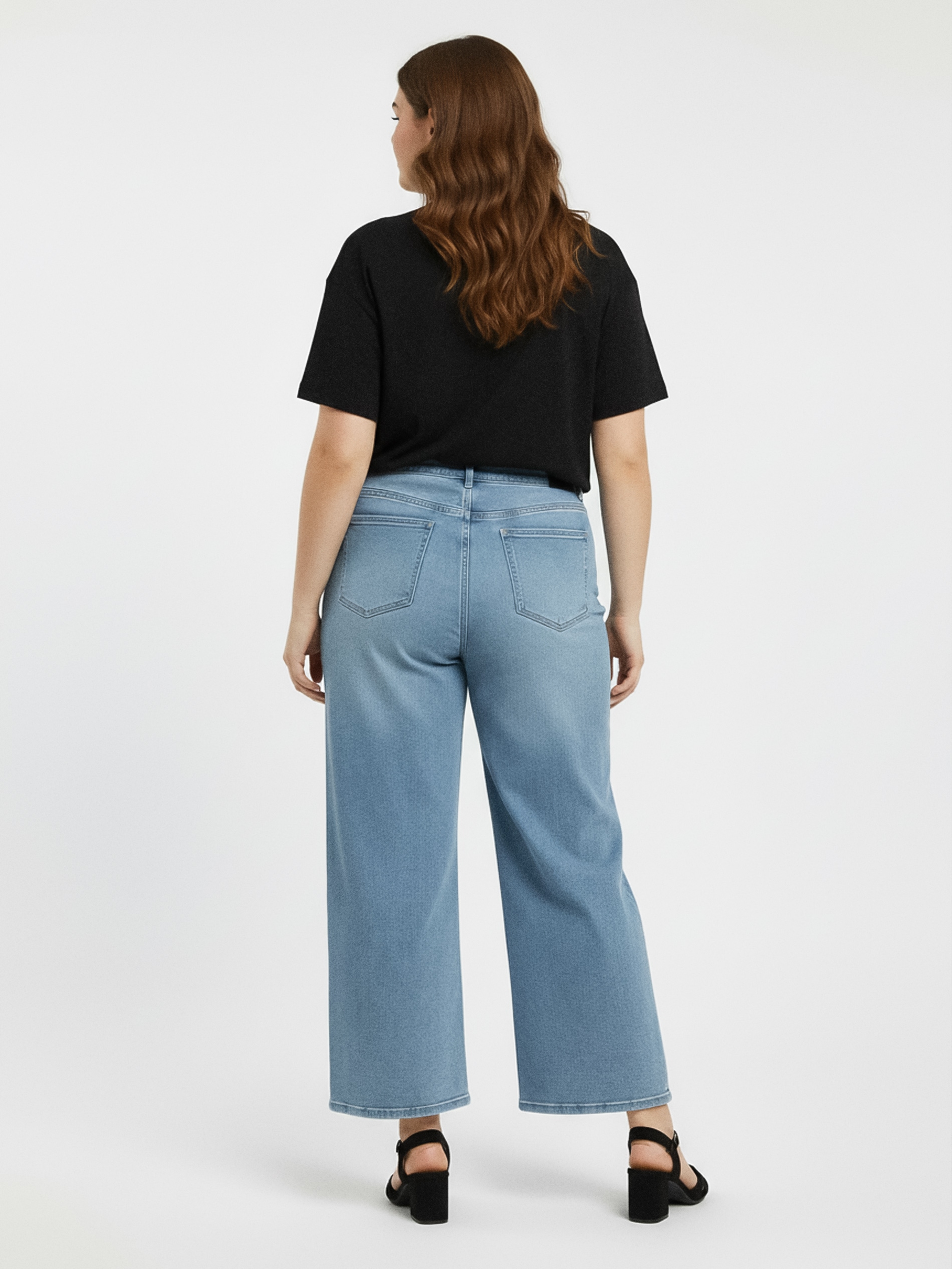 Jeansy wide leg z efektem sprania Plus size