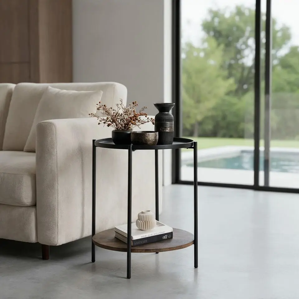 tectake Bijzettafel Sunderland, Industrieel Hout Donker, Rustiek