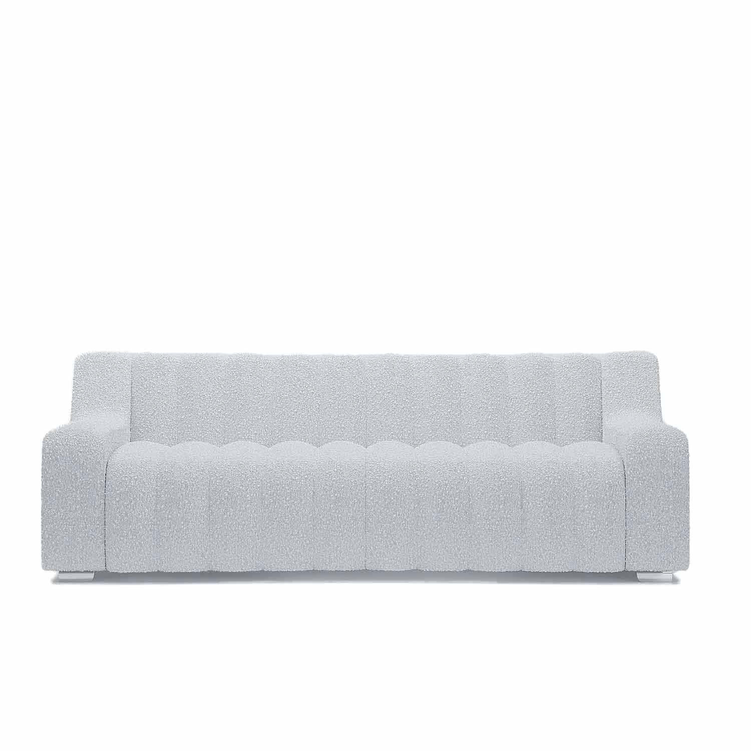 GARANCE - Canapé blanc tissu bouclette 3 places