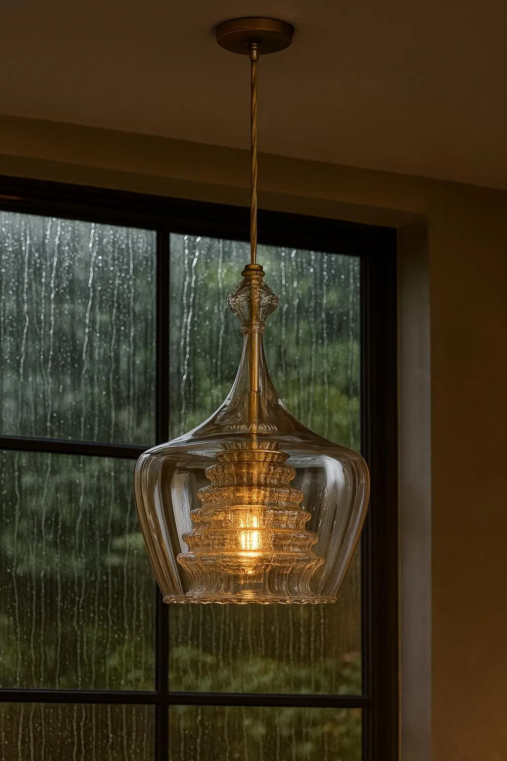 Handmade Glass Blown Pendant Light: Modern Kitchen Island Lighting
