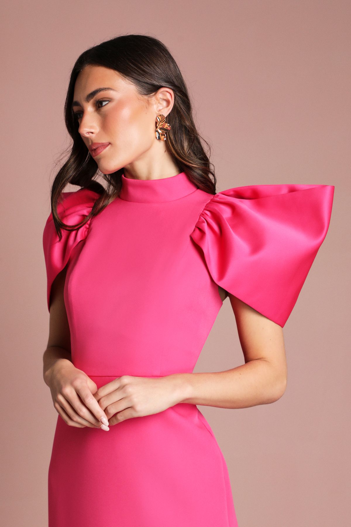 Coast Coast Muse Structured Satin Volume Sleeve Maxi Dress