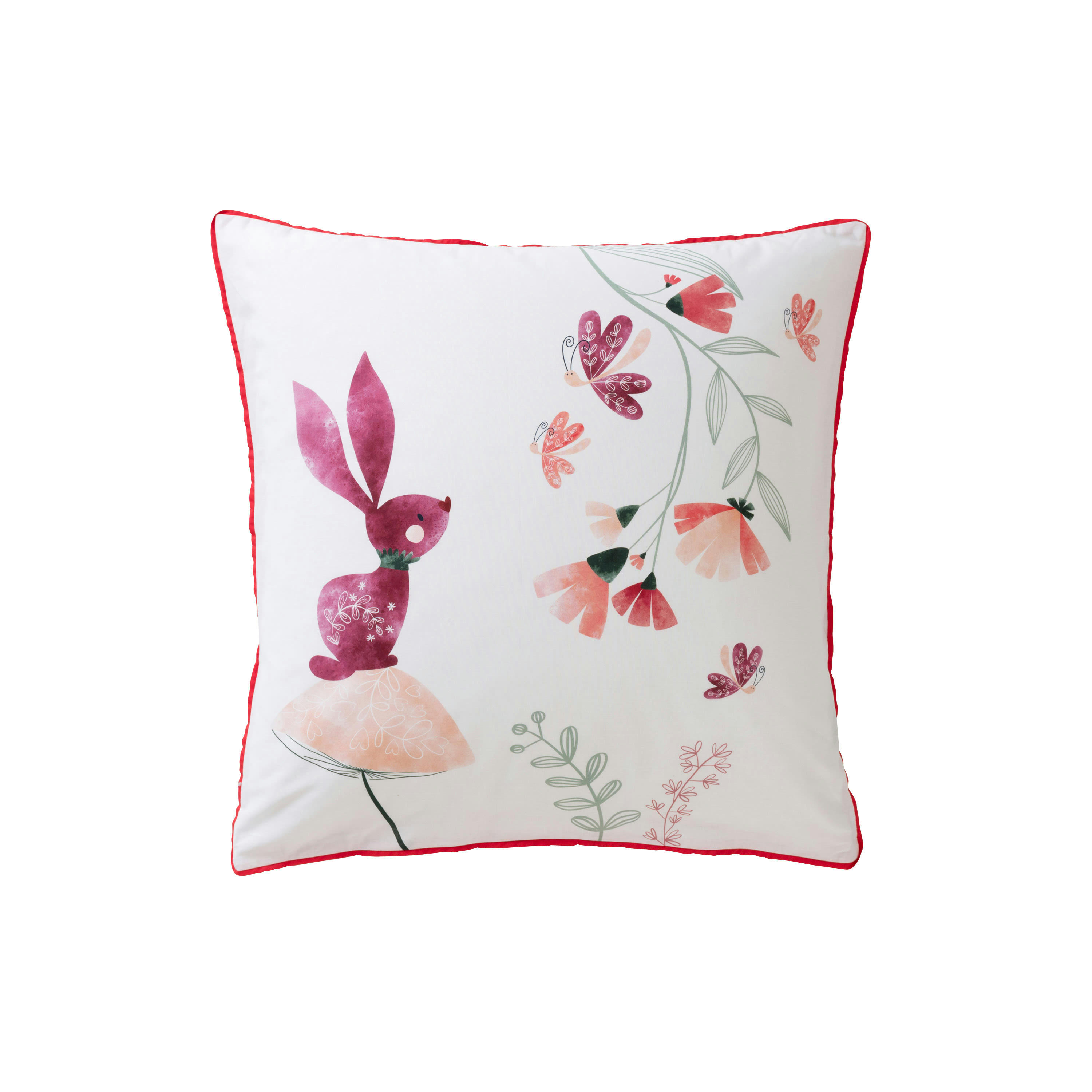 MESREVES - Taie d'oreiller carré imprimé rose 64 x 64 cm