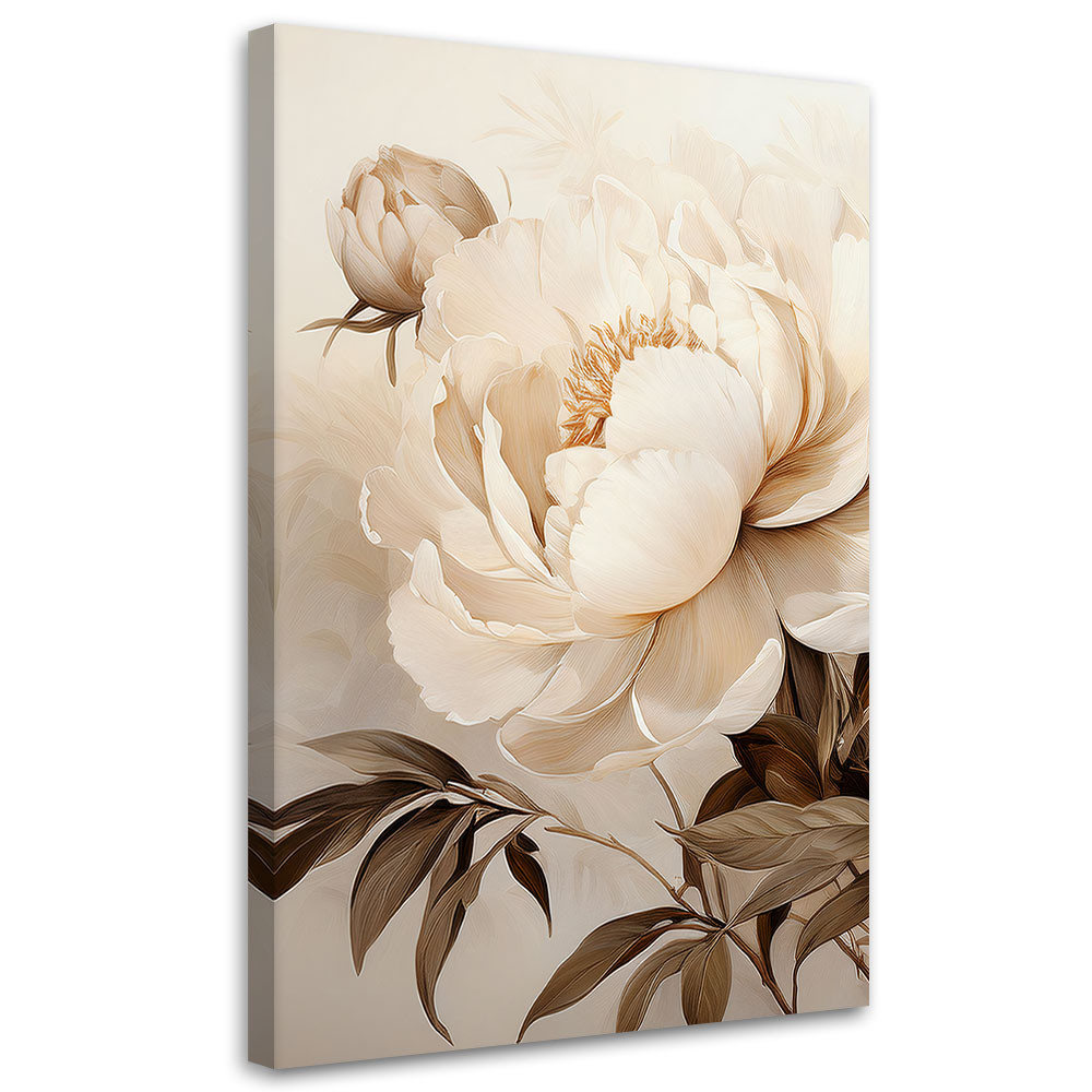 Feeby Obraz na płótnie, Piwonie Peonie Kwiaty w Beżu 40x60