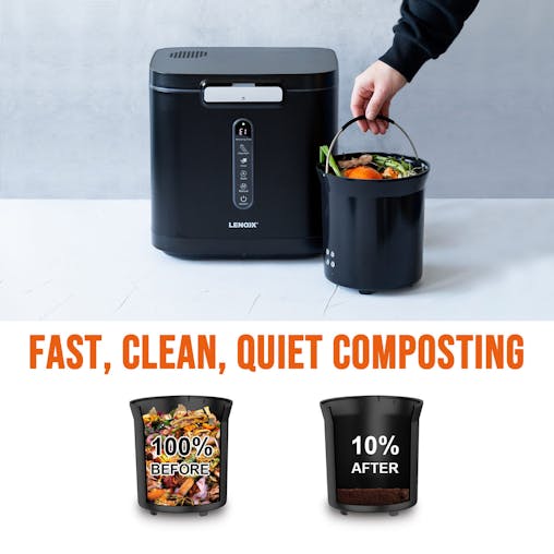 Electric Food Waste Composter 3.8L Kitchen Countertop Bin with Fast 3-Hour Cycle, Odour Control & Touch Panel