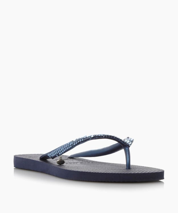 Metal Mesh Flip Flops Navy - Havaianas Slim Metal Mesh Detail Flip Flops