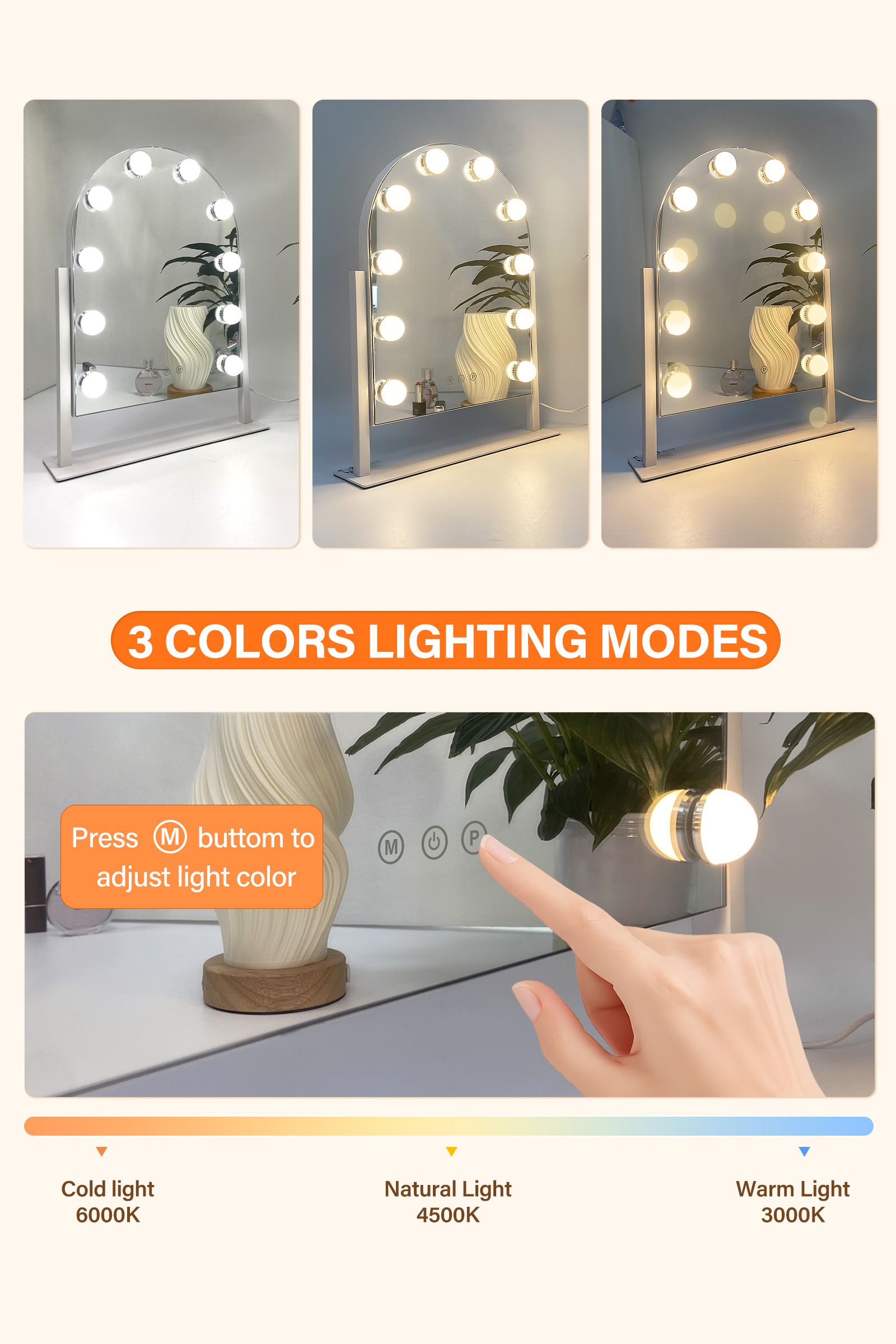INMTFEI Hollywood Arch Vanity Mirror 30x40cm with 10 LED Bulbs & Touch Control