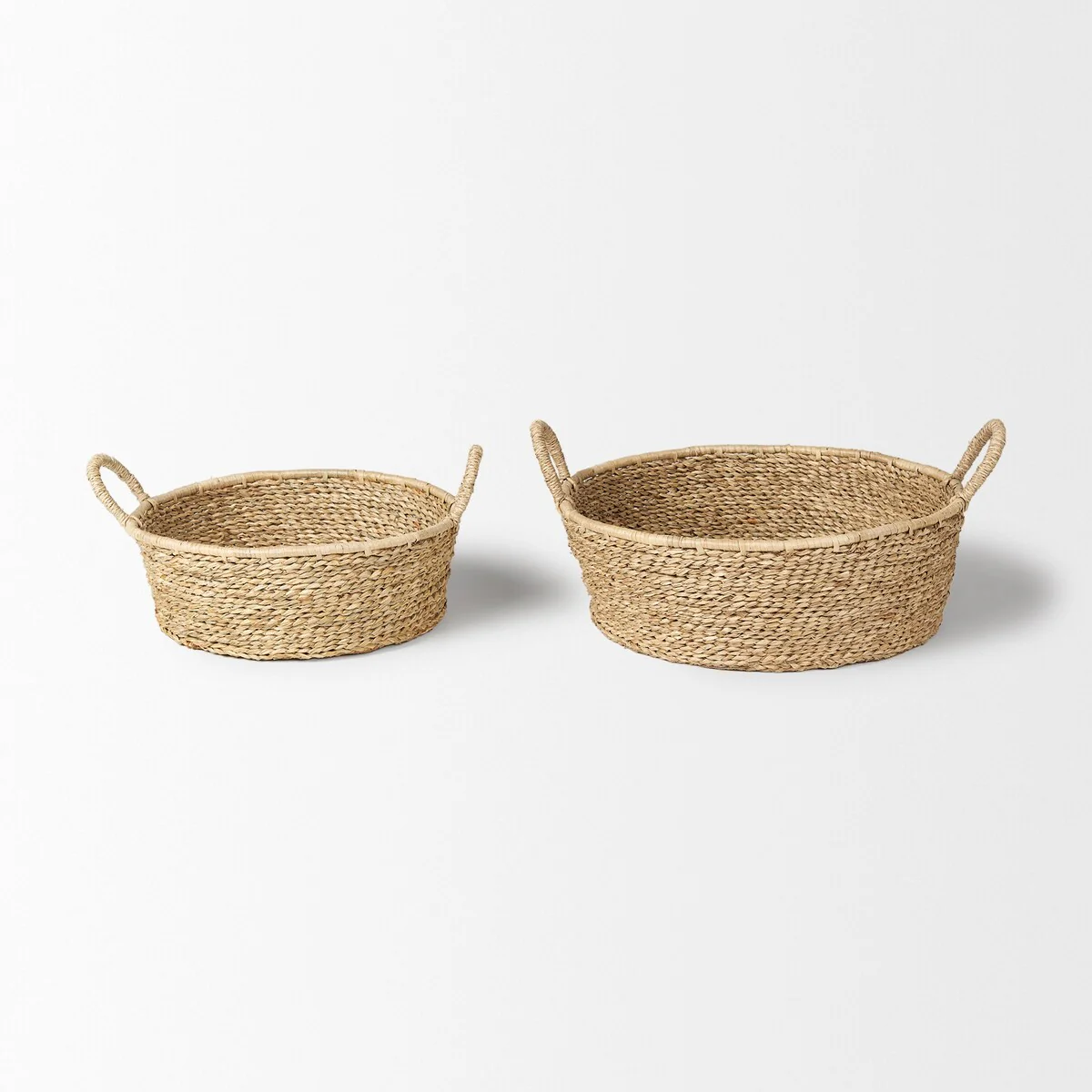 Ayanna Set of 2 Deep Nesting Seagrass Baskets w/ Handles - 18.5L x 18.5W x 5.9H