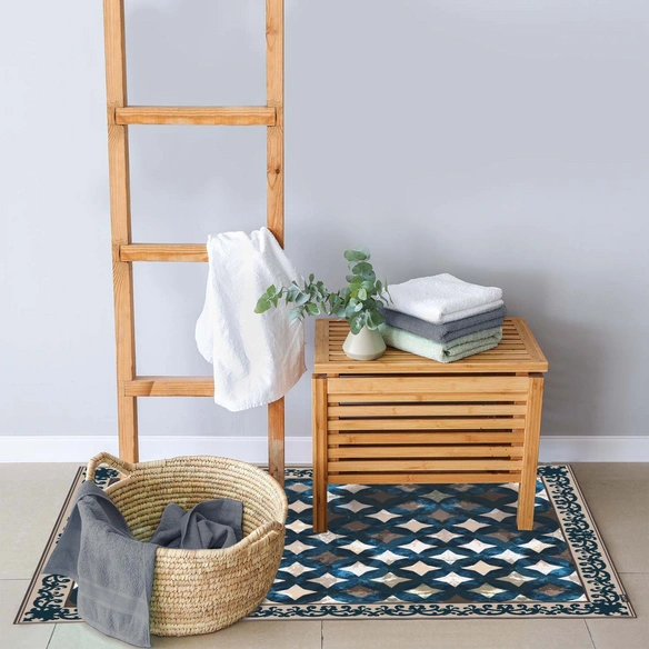 Vinyl Teppich »Saba«, BxL:65 cm x 85 cm, blau|weiß|beige
