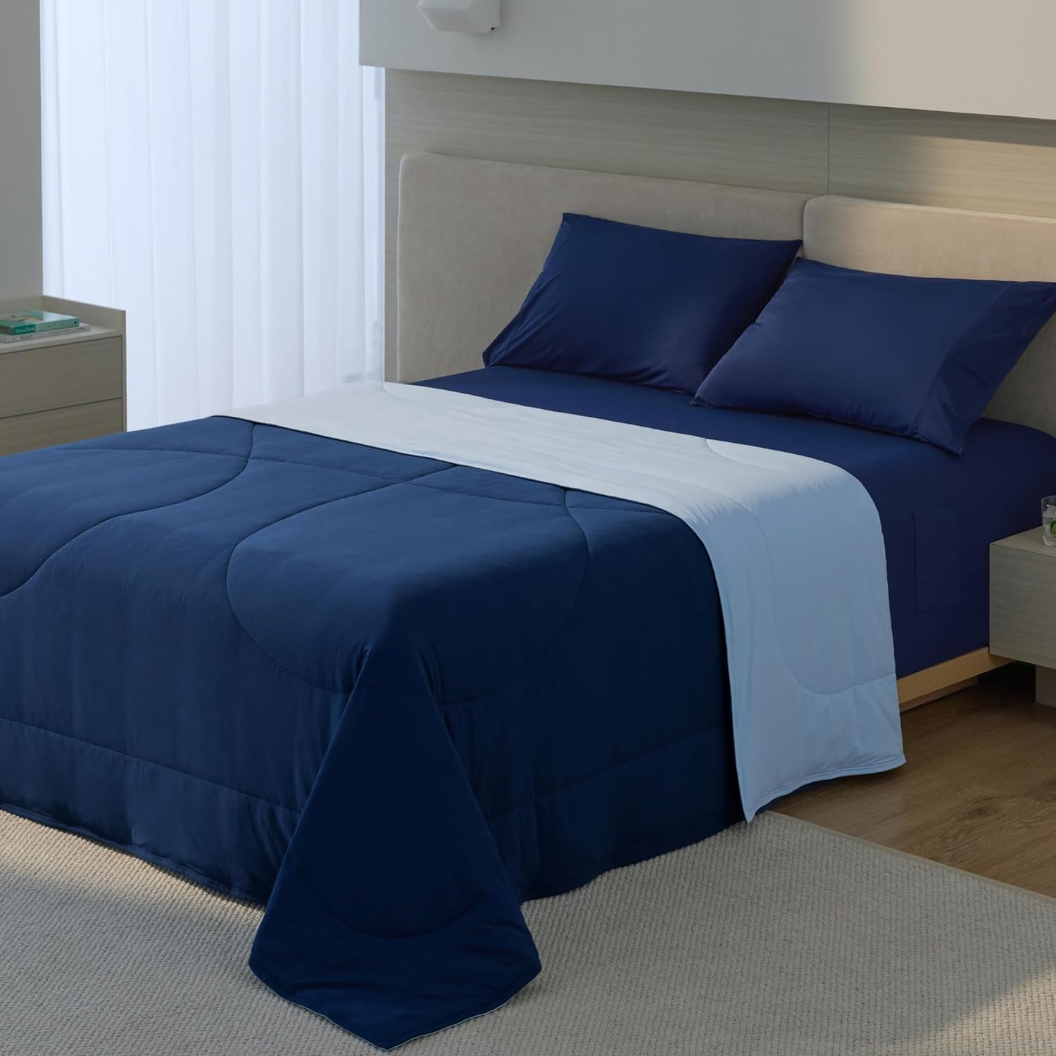 Breescape Cooling King Comforter - BlendTek Q-Max>0.5 Tech, Breathable Blanket for Hot Sleepers & Night Sweats Relief, Reversible Quilt, Premium Lightweight Summer Bedding, 106x90 Inches
