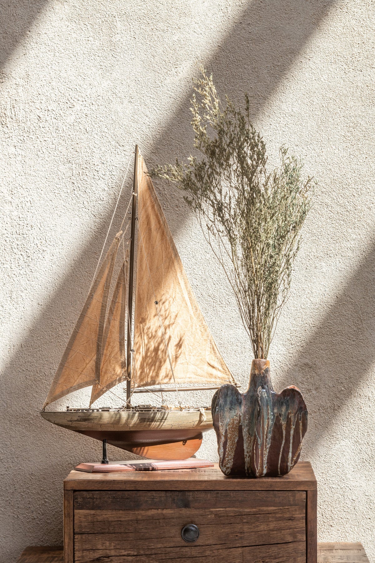 J-Line decoratie Zeilboot - hout - bruin - large