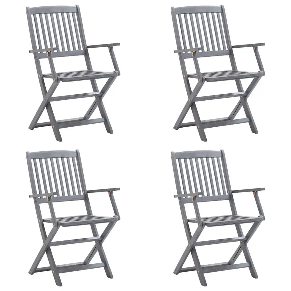 vidaXL - Tuinstoelen met kussens - Inklapbaar - Massief acaciahout - 4 stuks
