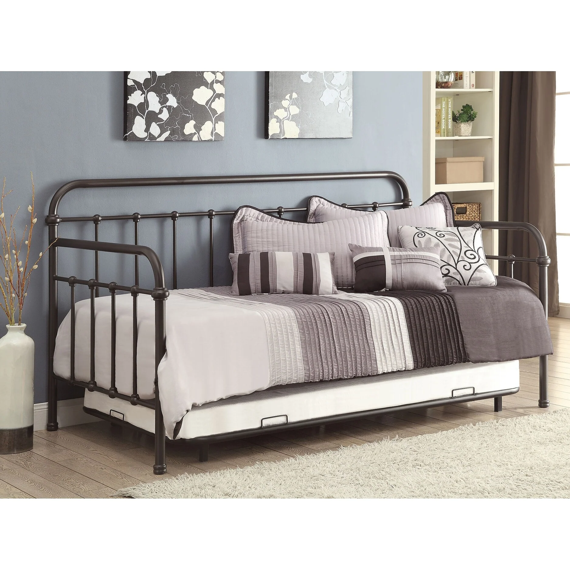 Livingston Metal Twin Daybed with Trundle Dark Bronze