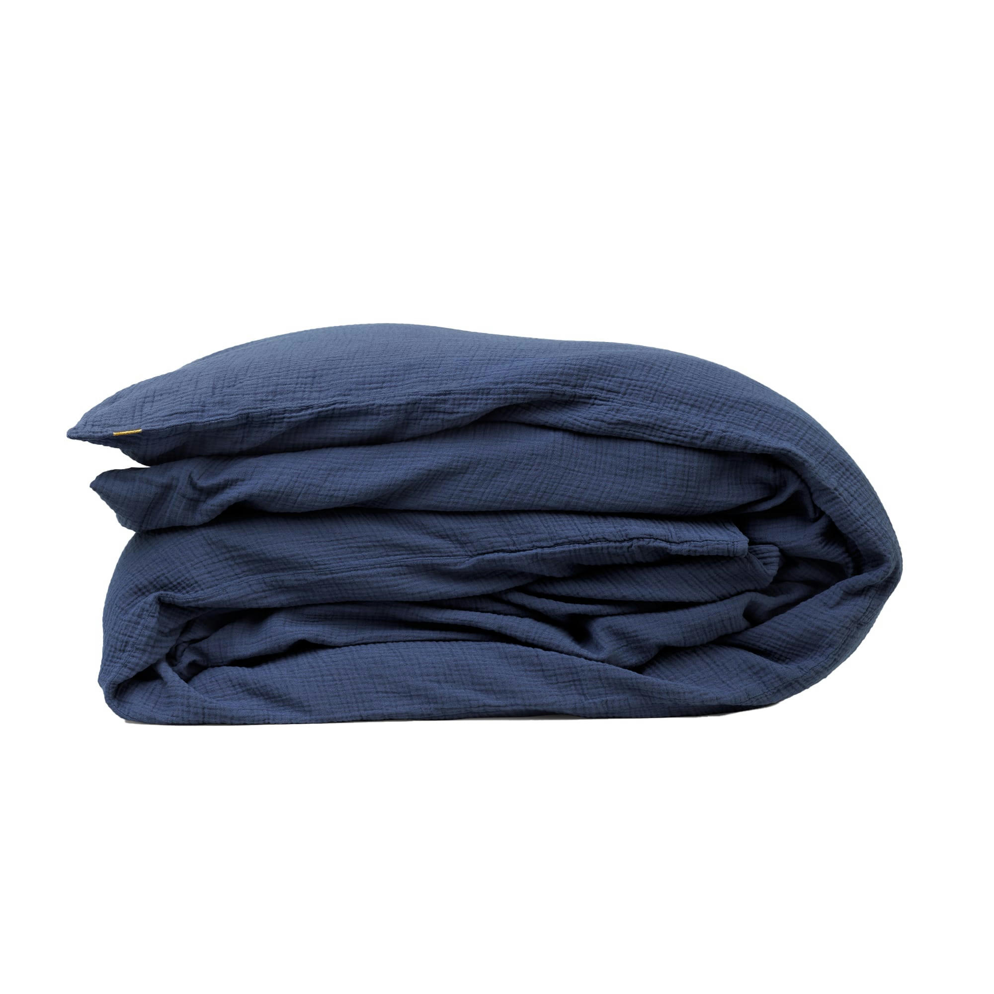 - Housse de couette en double gaze de coton bleu orage 240x260 cm