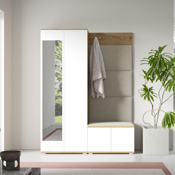 Garderoba z panelami Aura 1 Trinity 01 artisan biały